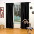 Black Rod Pocket Velvet Curtain / Drape / Panel - Piece