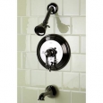 Vintage Lever Handle Black Stainless Steel Pressure Balanced Tub and Shower Faucet