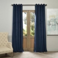 Exclusive Fabrics Midnight Blue Grommet Velvet Blackout Curtain Panel 84-inch(As Is Item)