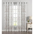Window Elements Wavy Leaves Embroidered Sheer Extra Wide 84-inch Grommet Curtain Panel - 54 x 84