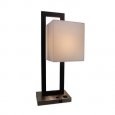 Black and Silver Modern Table Lamp with USB Port and Power Outlet