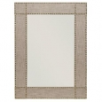 Grey Linen Studded Rectangle Mirror