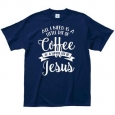 L.A. Imprints Men's 'Coffee and a Whole Lot of Jesus' Blue                          100-percent Cotton T-shirt