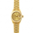 Pre-owned Rolex Women's Datejust President Gold Champagne Diamond Dial Watch