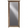 Benzara Brown Wood Rectangular Wall Mirror With Tabernacle Frame
