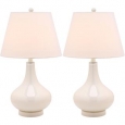 Safavieh Lighting 24-inch Amy Gourd Glass Pearl White Table Lamps (Set of 2)