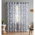 Jasmine Floral Printed Sheer Grommet Panel, Charcoal, 54x90 Inches