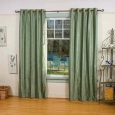Olive Green Ring / Grommet Top Velvet Curtain / Drape / Panel - Piece