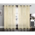 Vivian Semi Sheer Faux Linen Grommet Window Curtain Panel Pair