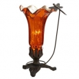 Hand Blown Mercury Glass Dragonfly Lily Lamp