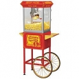 Full Size Red Carnival Style 8-oz Hot Oil Popcorn Machine with Cart