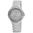 Burgi Women's Diamond Ceramic White Quartz Watch