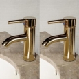 2 Bathroom Faucet Gold PVD Brass Round Single Hole 1 Handle Set of 2