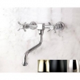 Vintage Cross Handle Wall-Mounted Solid Brass Vessel Bathroom Faucet
