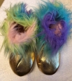 Womens Multi-color Gold Slippers L/xl 8-10