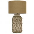 Seeded Glass Table Lamp with Rope Net