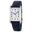 Oris Men's 561 7693 4031 LS 'Rectangular' Silver Dial Blue Leather Strap Date Swiss Automatic Watch
