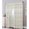 Ella Embroidered Panel with Attached Valance & Backing, Beige, 54x84+18 Inches