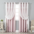 Aurora Home Tulle Sheer with Attached Valance and Blackout Mix and Match 4-piece Curtain Panel Pair