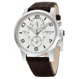 Mont Blanc Men's 109134 'Timewalker Twin Fly' Silver Dial Brown Leather Strap Dual Time Swiss Automatic Watch