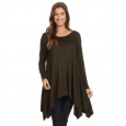 Women's Solid Color Polyester and Spandex Oversize Tunic