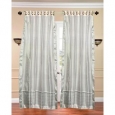 White with Silver trim Ring Top Sheer Sari Curtain / Drape / Panel - Piece