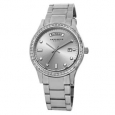 Akribos XXIV Women's Crystal Bezel Stainless Steel Silver-Tone Bracelet Watch