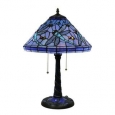 Beautiful Blue Twin Bulb Stained Glass Dragonfly Table Lamp