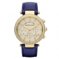 Michael Kors Women's MK2280 Parker Goldtone/ Navy Leather Watch - Brown
