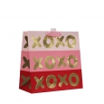 Square Gift Bag Xoxo Print On Stripes - Spritz, Pink