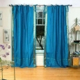 Turquoise Tie Top Sheer Sari Curtain / Drape / Panel - Piece