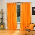 Pumpkin Tab Top Sheer Sari Curtain / Drape / Panel - Pair