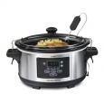 Hamilton Beach Stainless Steel 6 Quart Programmable Slow Cooker with Meat Probe