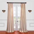 Exclusive Fabrics Light Brown/ Tan Striped Faux Silk Taffeta Curtain Panel 84-inch(As Is Item)