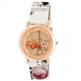 JWI Womens Eifel Tower and Floral Faux Leather Watch
