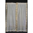 Cream Rod Pocket Sheer Sari Curtain / Drape / Panel - Pair