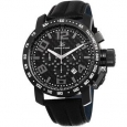 Joshua & Sons Men's Chronograph Tachymeter Leather Black Strap Watch