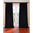 Exclusive Fabrics Warm Black Velvet Blackout Extra Wide Curtain Panel