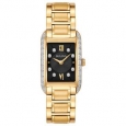 Bulova Women's 98R228 Goldtone Stainless Diamond Accent Black Dial Bracelet Watch