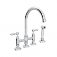 Rohl A1461LMWS-2 Country Kitchen Bridge Faucet with Side Spray and Metal Lever Handles