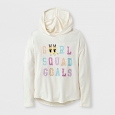 Girls' Girl Squad Goals Graphic Hooded Sweatshirt - Cream L, Beige