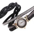 Womens Bling Faux Leather Wrap Around Band Watch Easy Read Dial