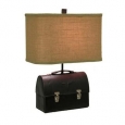 Retro 50's Lunch Box Table Lamp With Rectangular Burlap Shade - Black