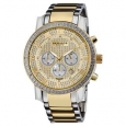 Akribos XXIV Men's Large Dial Diamond Quartz Chronograph Two-Tone Bracelet Watch - Gold