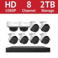 LaView 8 Channel 1080p IP NVR with (6) 1080p Bullet Cameras and (2) 1080p Dome Cameras and a 2TB HDD