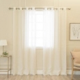 Aurora Home Faux Linen Grommet 84-inch Curtains