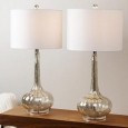 Abbyson Silver Mercury Antiqued Glass Table Lamp (Set of 2)