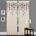 Lush Decor Ivory/ Purple Faux Silk 84-inch Flower Drop Curtain Panel