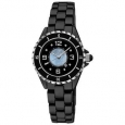 Akribos XXIV Women's Quartz Date Midsize Ceramic Black Bracelet Watch