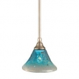 Cambridge 1-Light Brushed Nickel 7.75 in. Pendant with Teal Crystal                          Glass